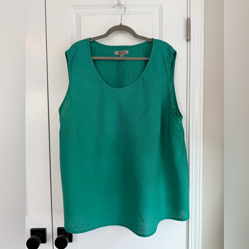 FLAX Women’s Linen Sleeveless Tank Kelly Green Size 3G